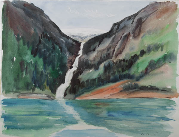 Ernst von Domarus: Fjord mit Wasserfall