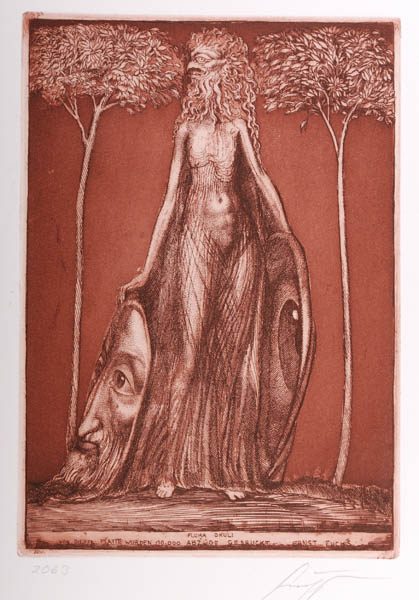 Ernst Fuchs: Flora okuli (Frauengestalt mit Vogelkopf)