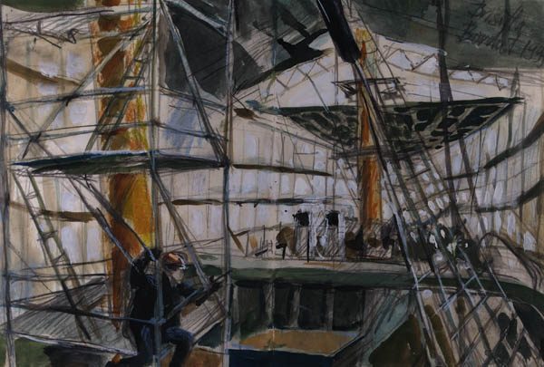 Brigitta Borchert: Arbeiten am Deck (Werft)